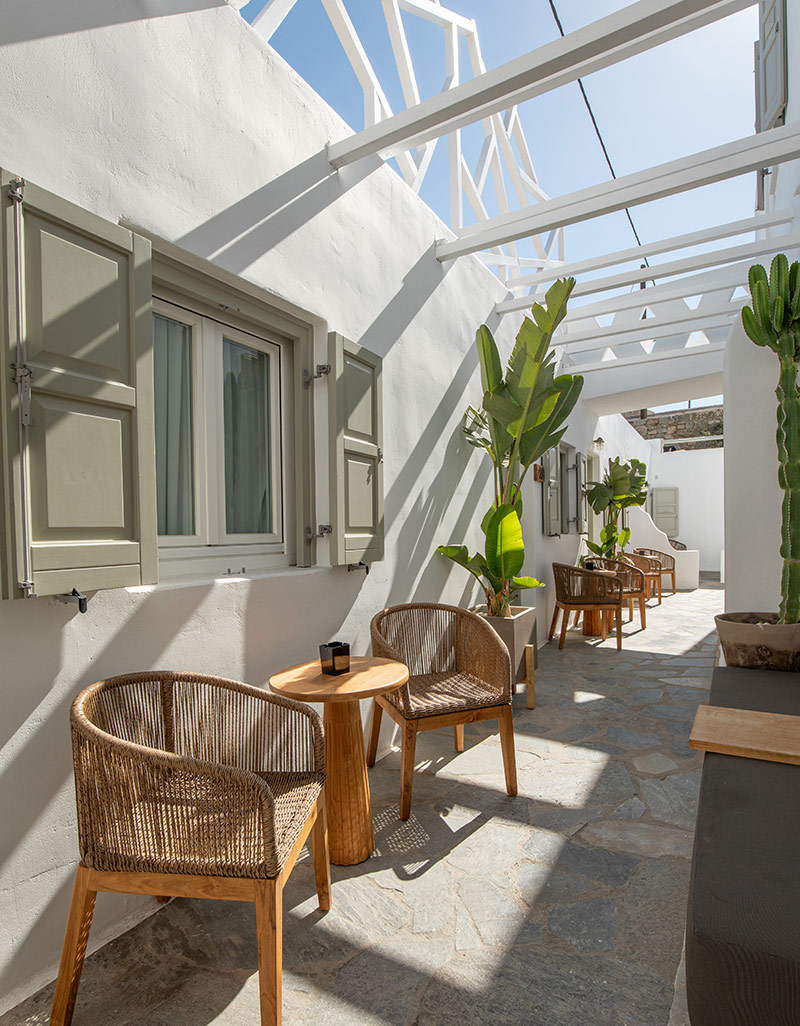 Cozy Room with Outdoor Patio featuring a private outdoor sitting area at Damianos Mykonos Town hotel