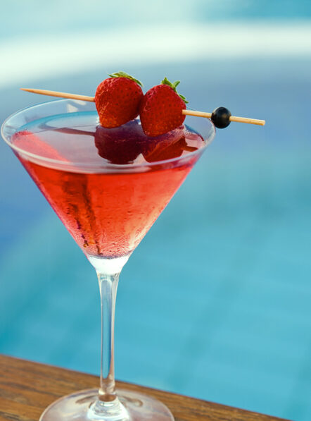 Poolside cocktail served at Damianos Mykonos Town hotel